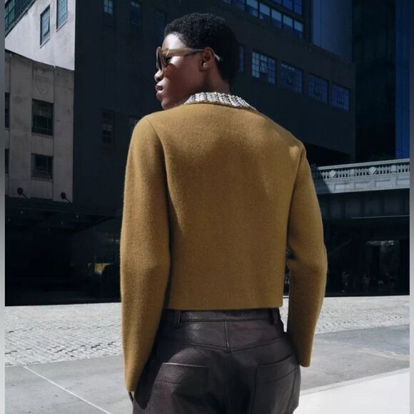 ZARA 100% WOOL JEWEL COLLAR JACKET - Picture 8 of 14